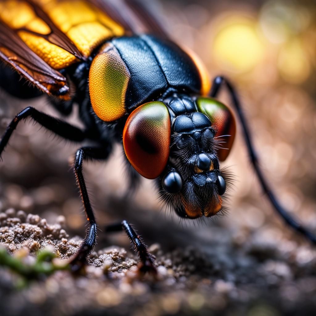 Detailed Macro Close-up of a Firefly in HDR