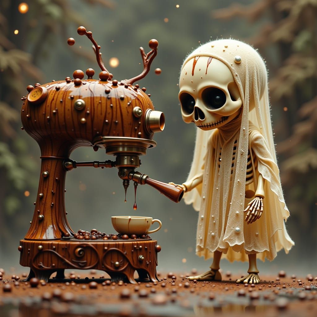 Surreal Coffee Chaos in Pastel Hues