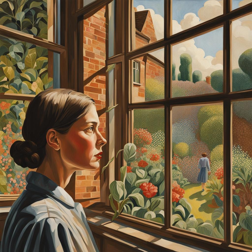 Woman Gazing at Garden in Spencer Style