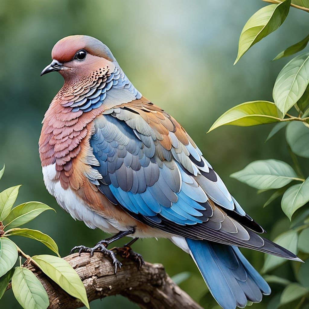 Watercolor Laughing Dove in Vibrant Colors