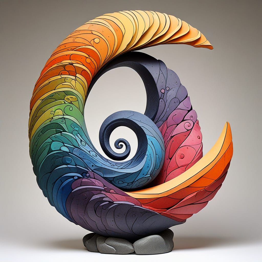 Elegant Abstract Sculpture in Vibrant Watercolour