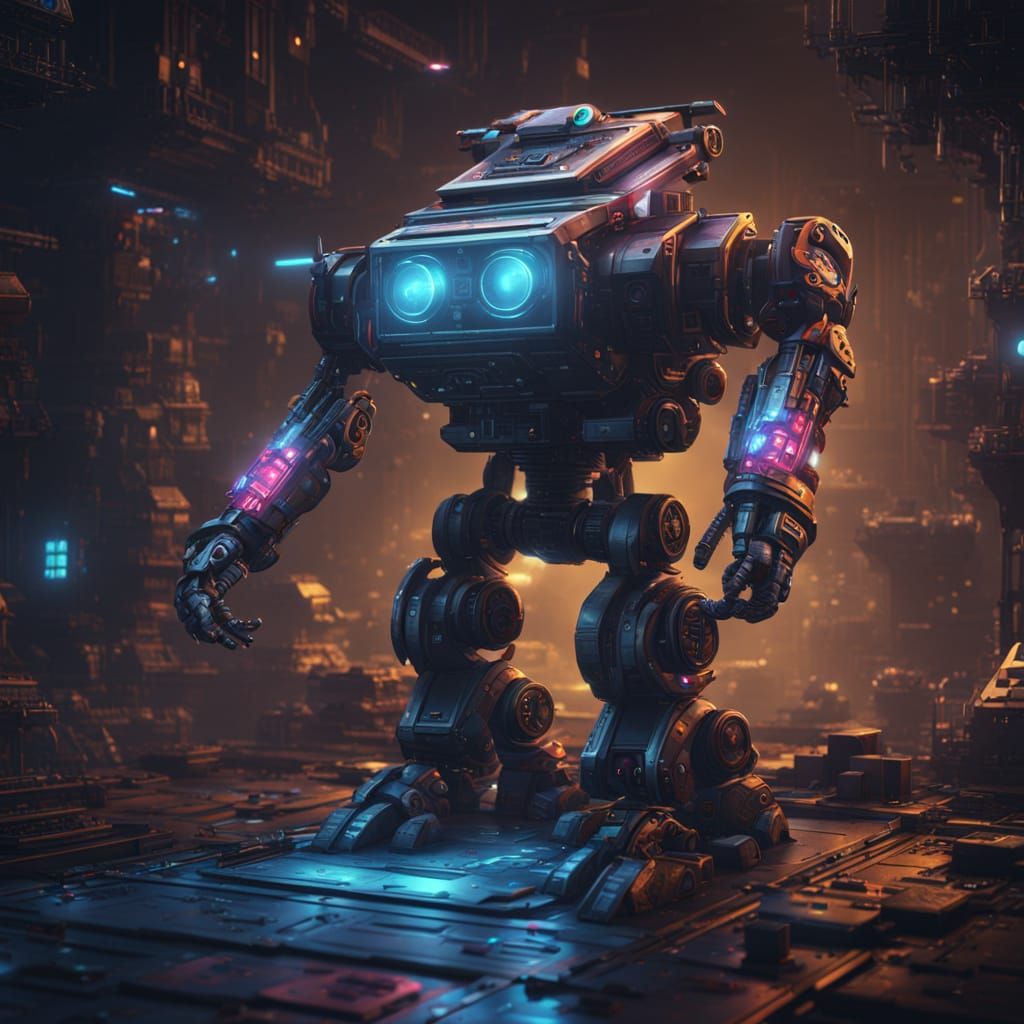 Robot Coding NFT as Detailed Matte Painting