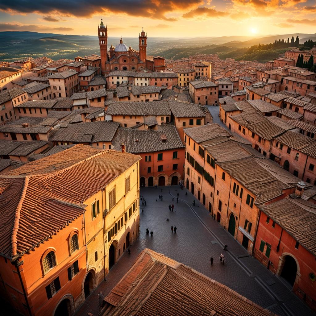 Historic Siena at Dusk in Golden Light