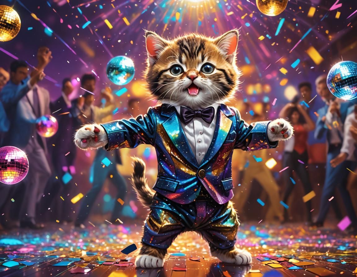 Kitten Does Saturday Night Fever Dance