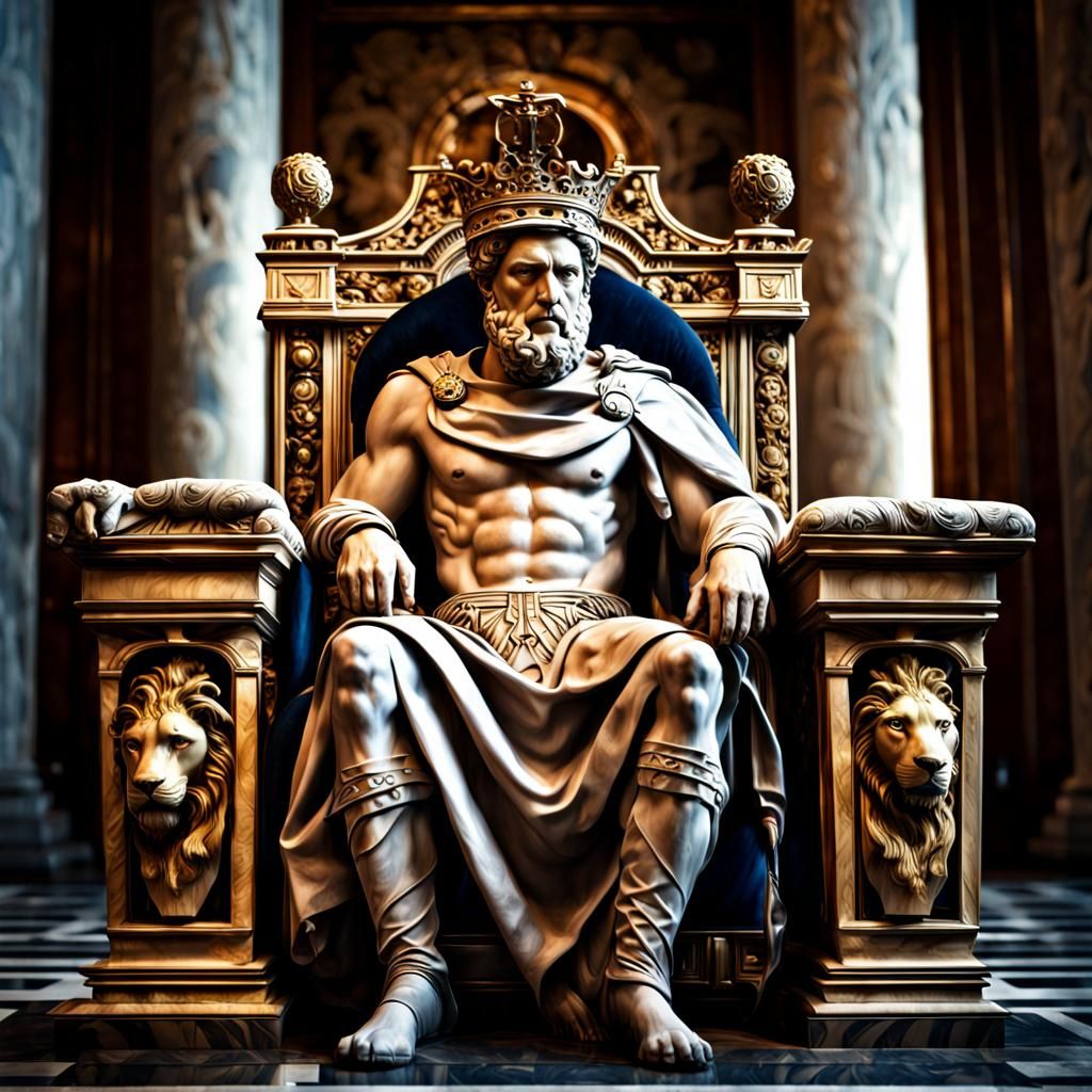 Roman Emperor with Lion Face Portrait