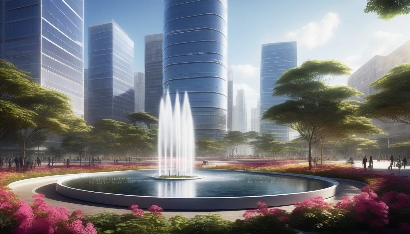 Utopian Futuristic Cityscape with Solar-Powered Harmony