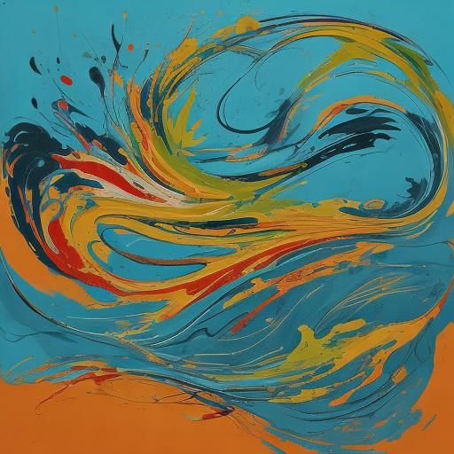 Abstract Landscape Painting with Impasto Brushstrokes