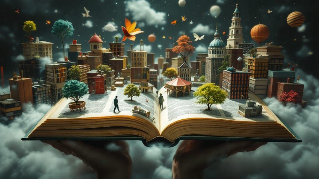 Infinite Library: Miniature Worlds in Surreal Style