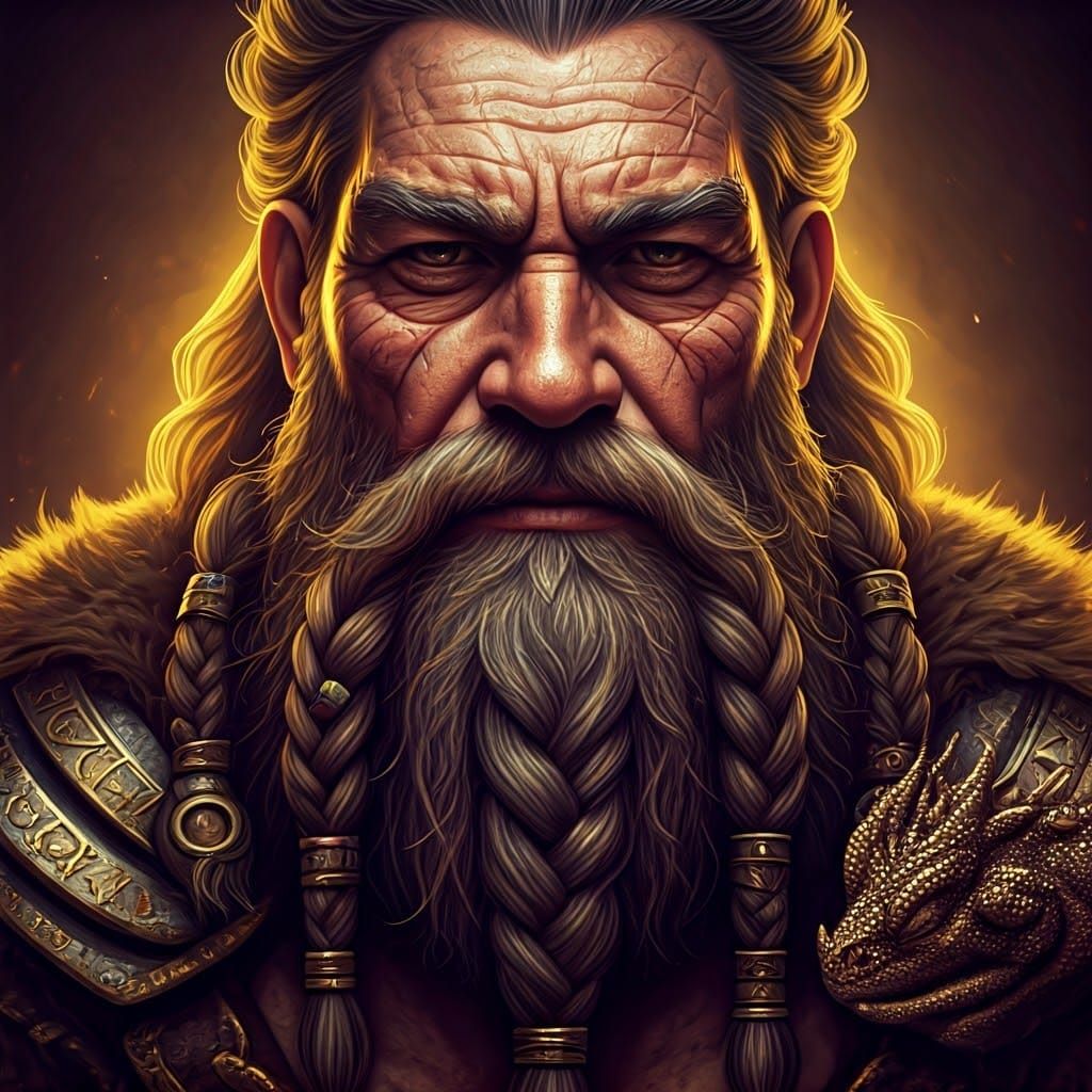 Warrior's Braided Beard with Sleeping Dragon