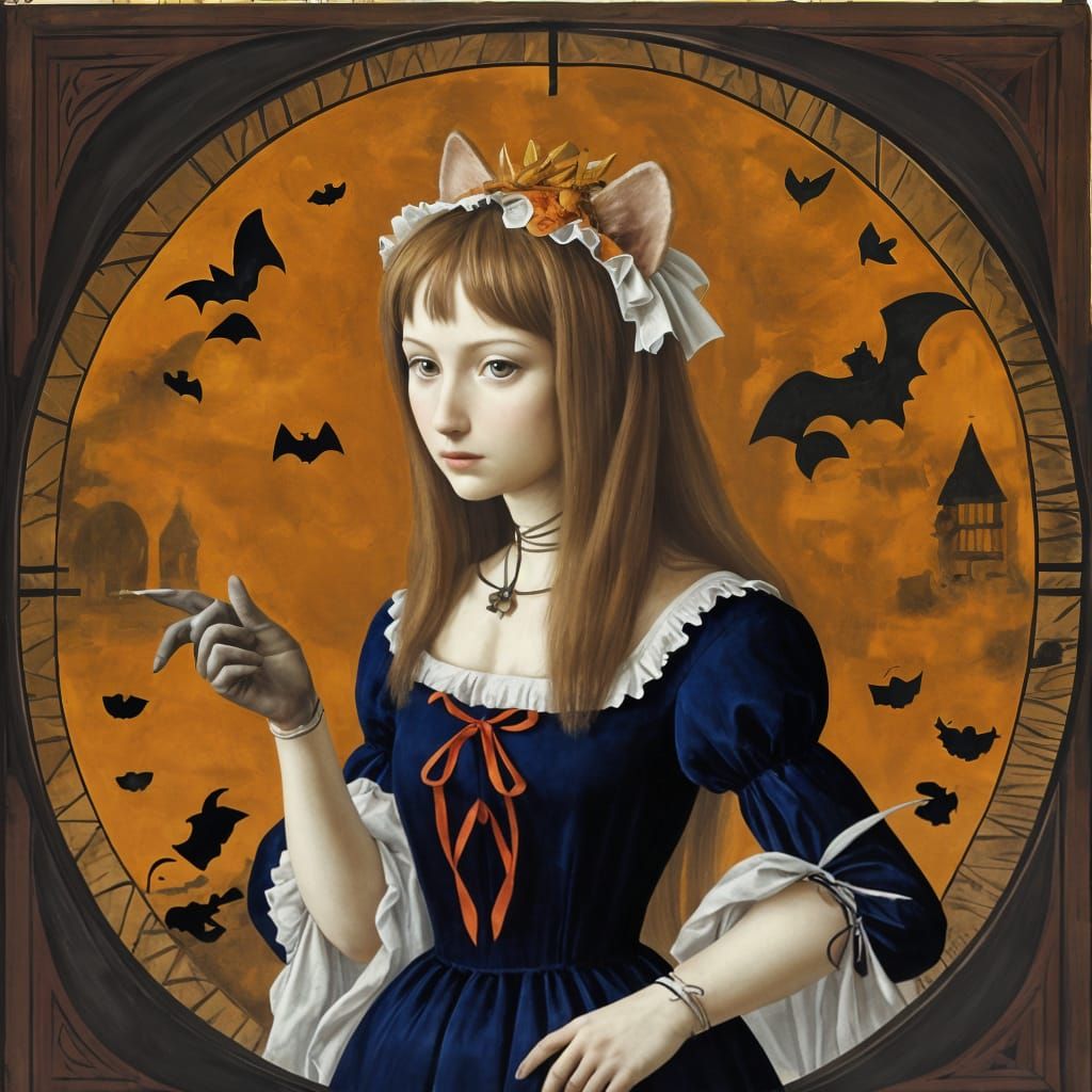 Halloween Cats in Costumes, Renaissance Art Style