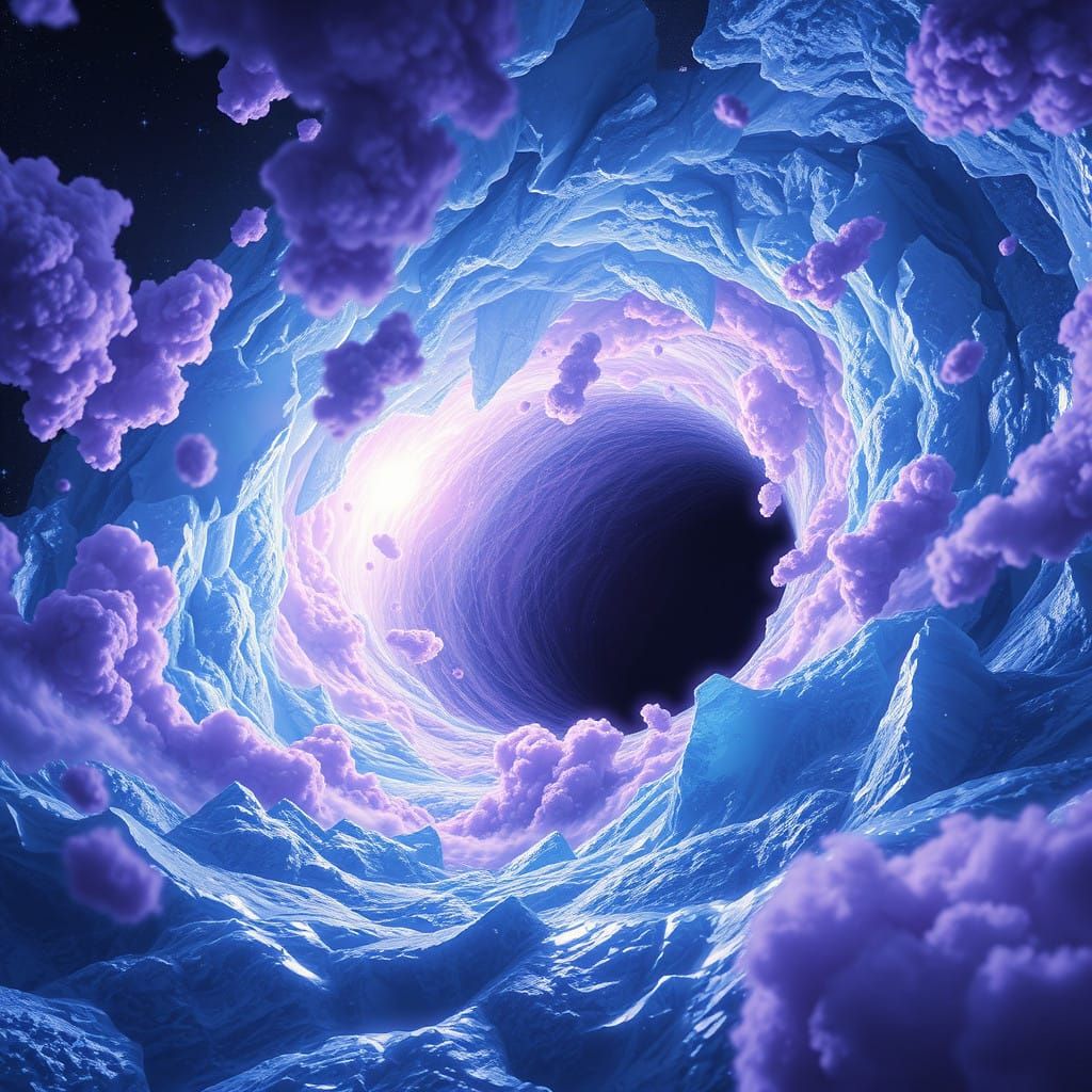 Galactic Vortex in Icy Blue and Purple