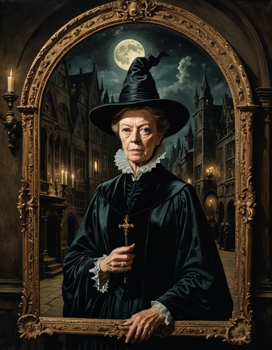Minerva McGonagall in Moonlit Mortuary Mirror