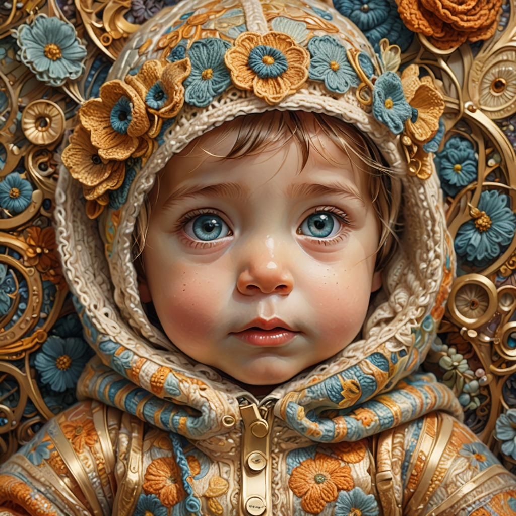 Adorable Baby Portrait in Art Nouveau Style
