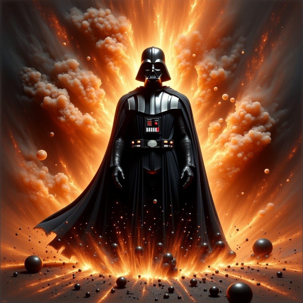 Darth Vader in Explosive Sci-Fi Scene