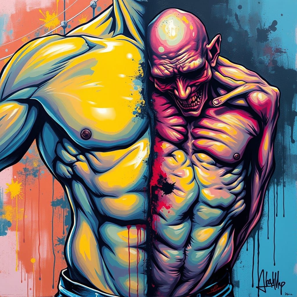Contrasting Torsos in Polychromatic Graffiti Art