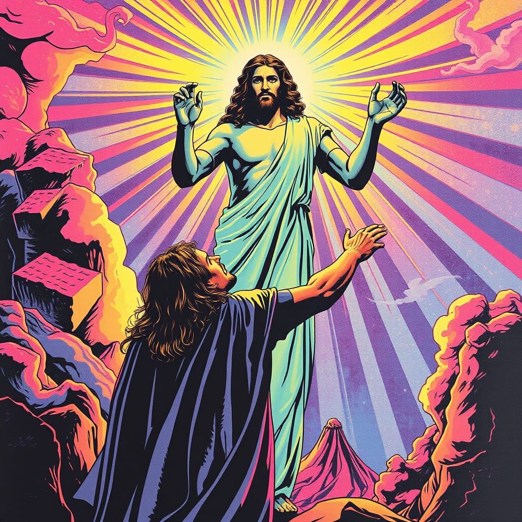Jesus Transfiguration in Psychedelic Rock Style