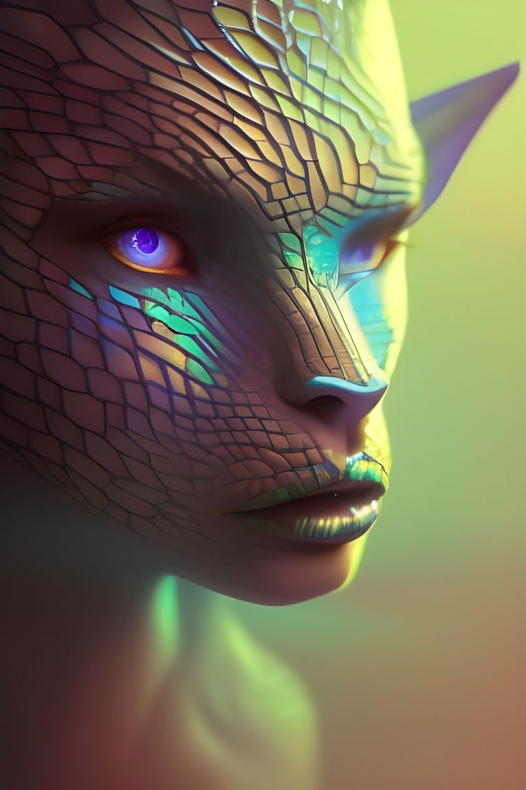 Humanoid Panther Woman Portrait in Digital Art Style