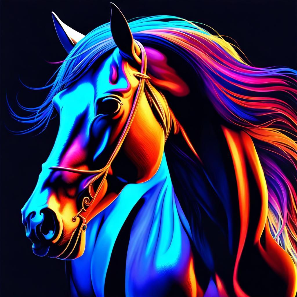 Bioluminescent Horse Head in the Darkness