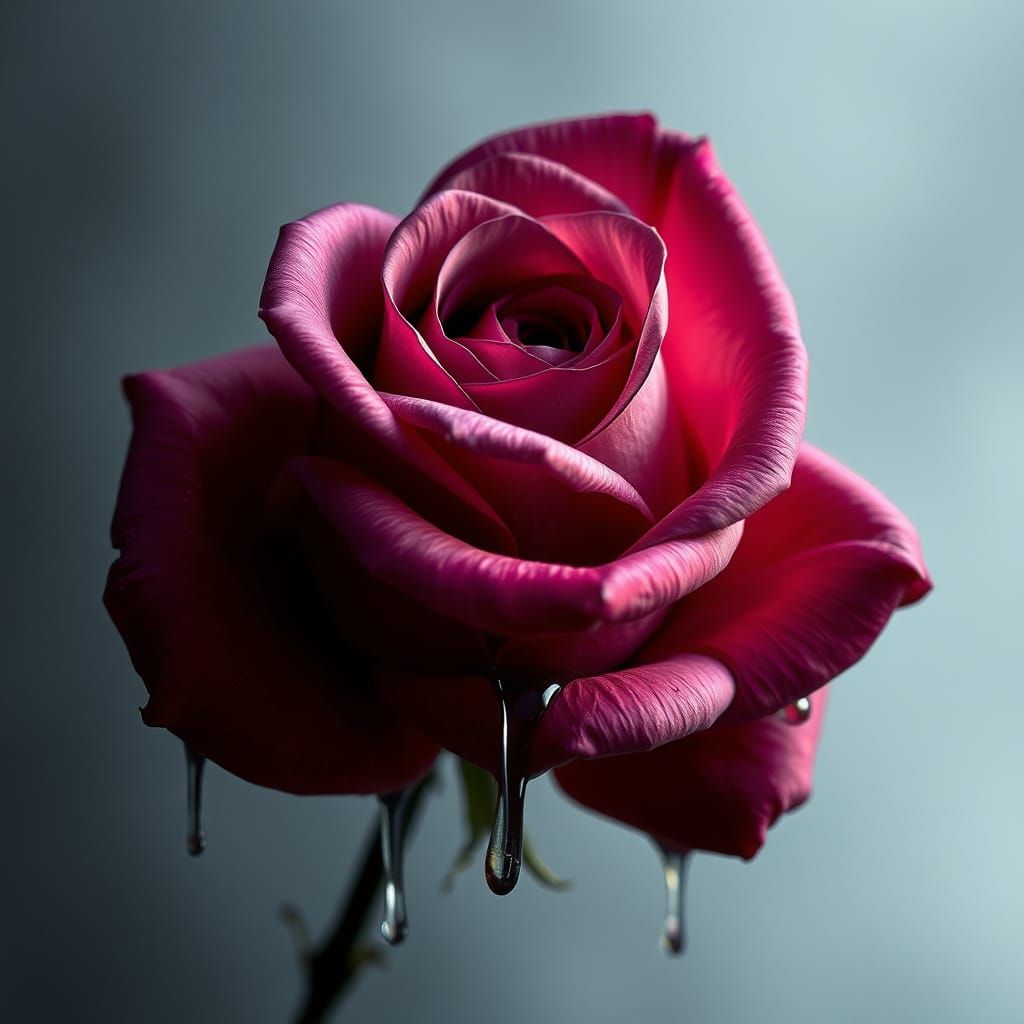 Iridescent Rose with Gothic Core in Digital Art Style