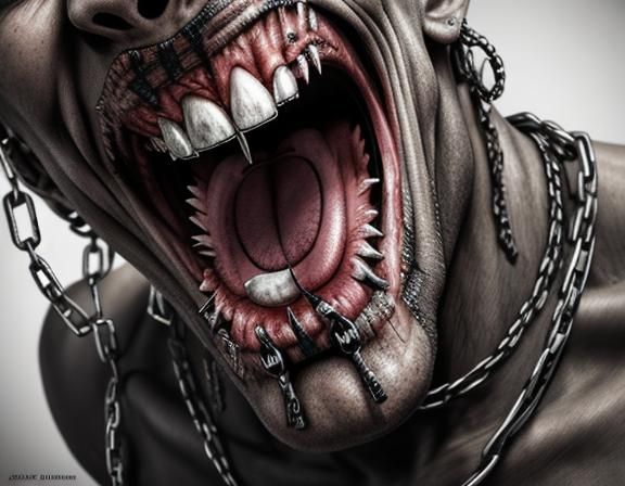 Photorealistic Man Screaming in Restraints