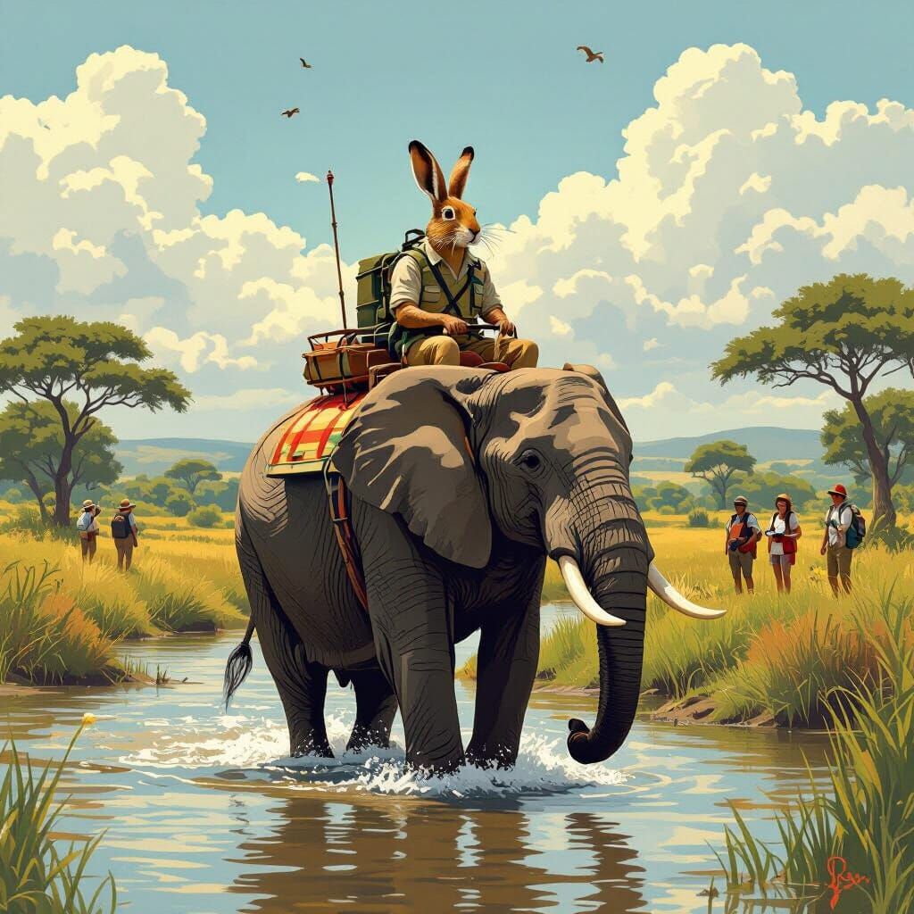 Hare and Elephant Cross Kenya's Mara River