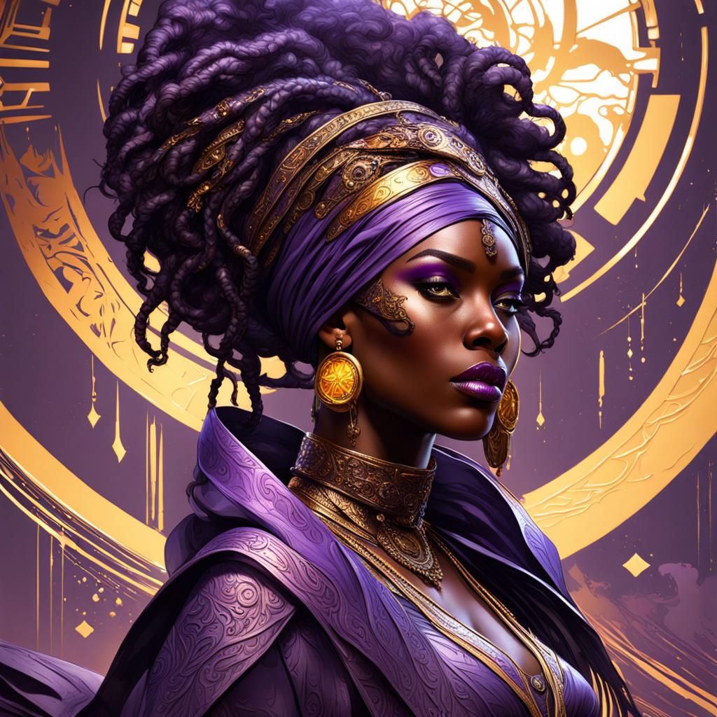 Dark Fantasy Portrait of Beautiful Woman, Art Nouveau Style