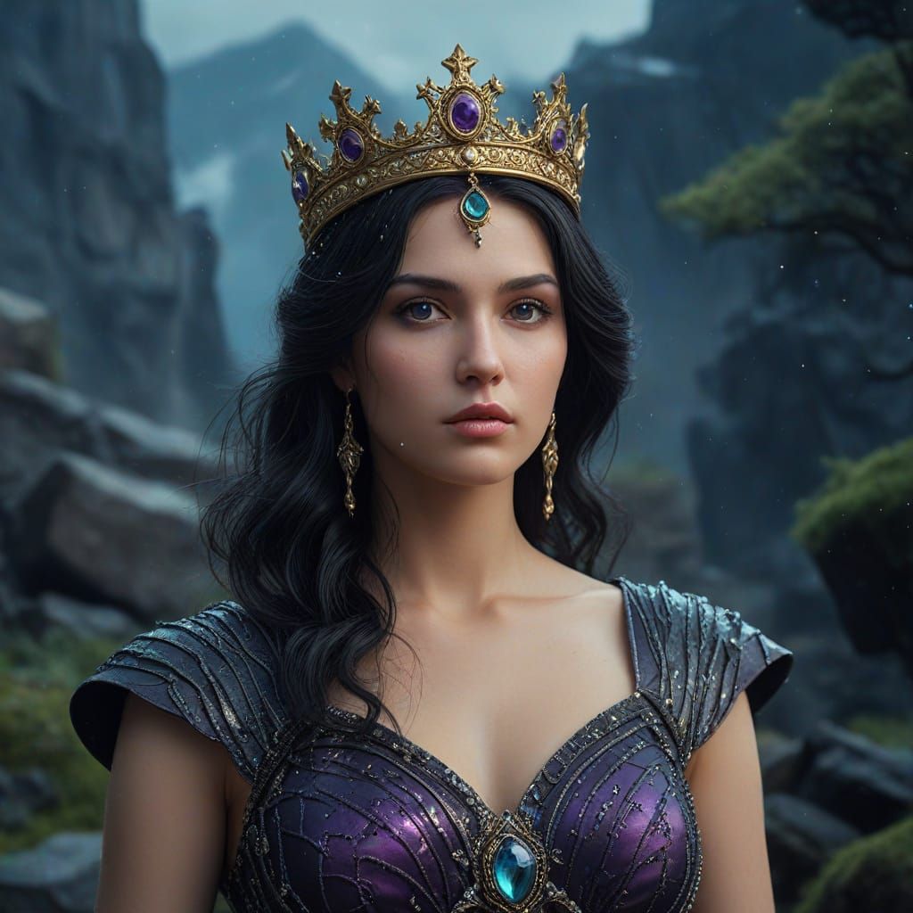 Ethereal Goddess Amidst Dystopian Ruin in Surrealist Fantasy...