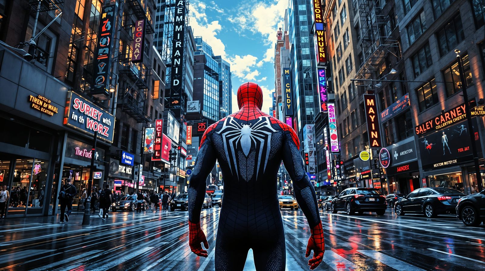 Spiderman Strolling Through New York City Streets