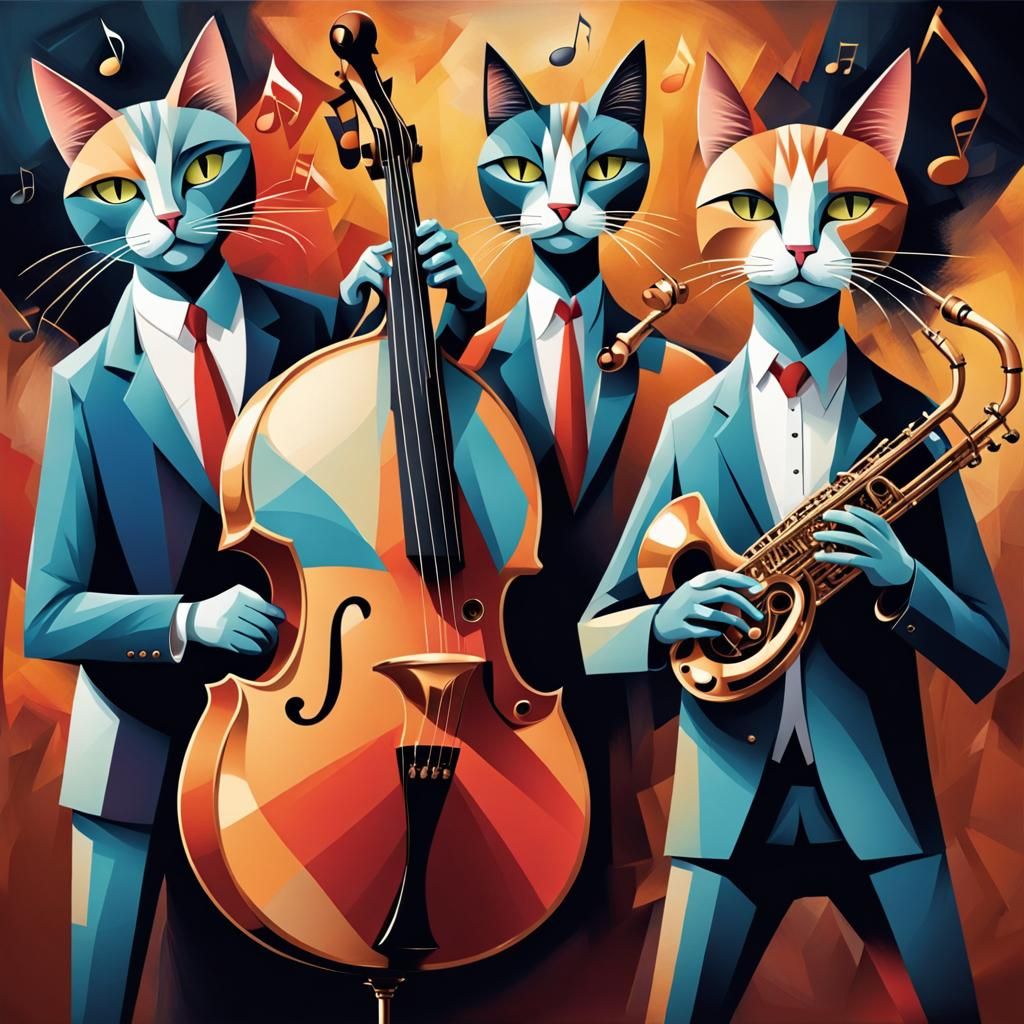 Abstract Jazz Fusion of Musical Modern Cats