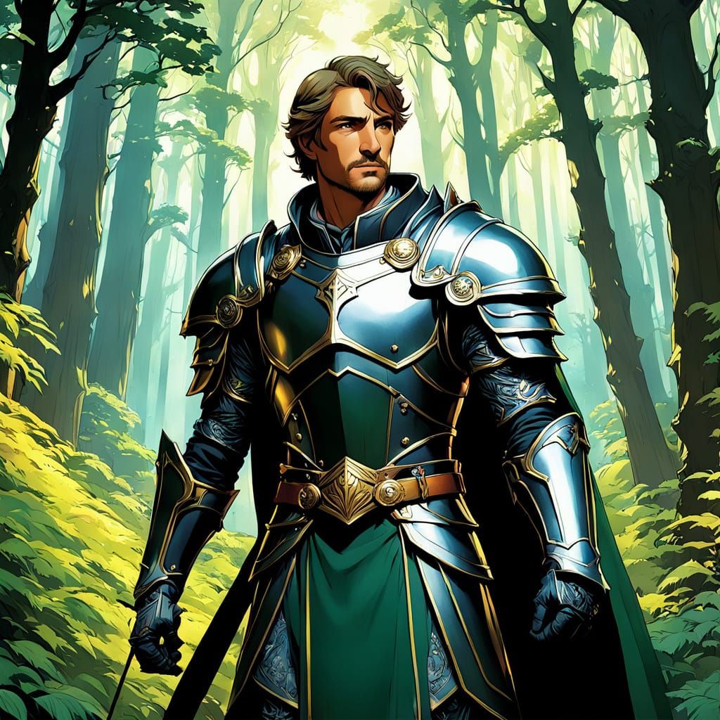 Paladin in Enchanted Forest, Inspired by Studio Ghibli