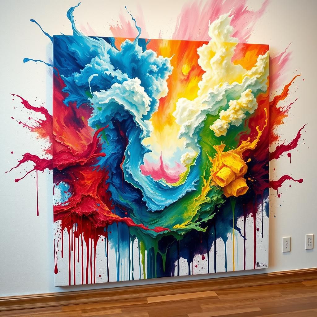 Vibrant Paint Storm Oil Painting in Impasto Style