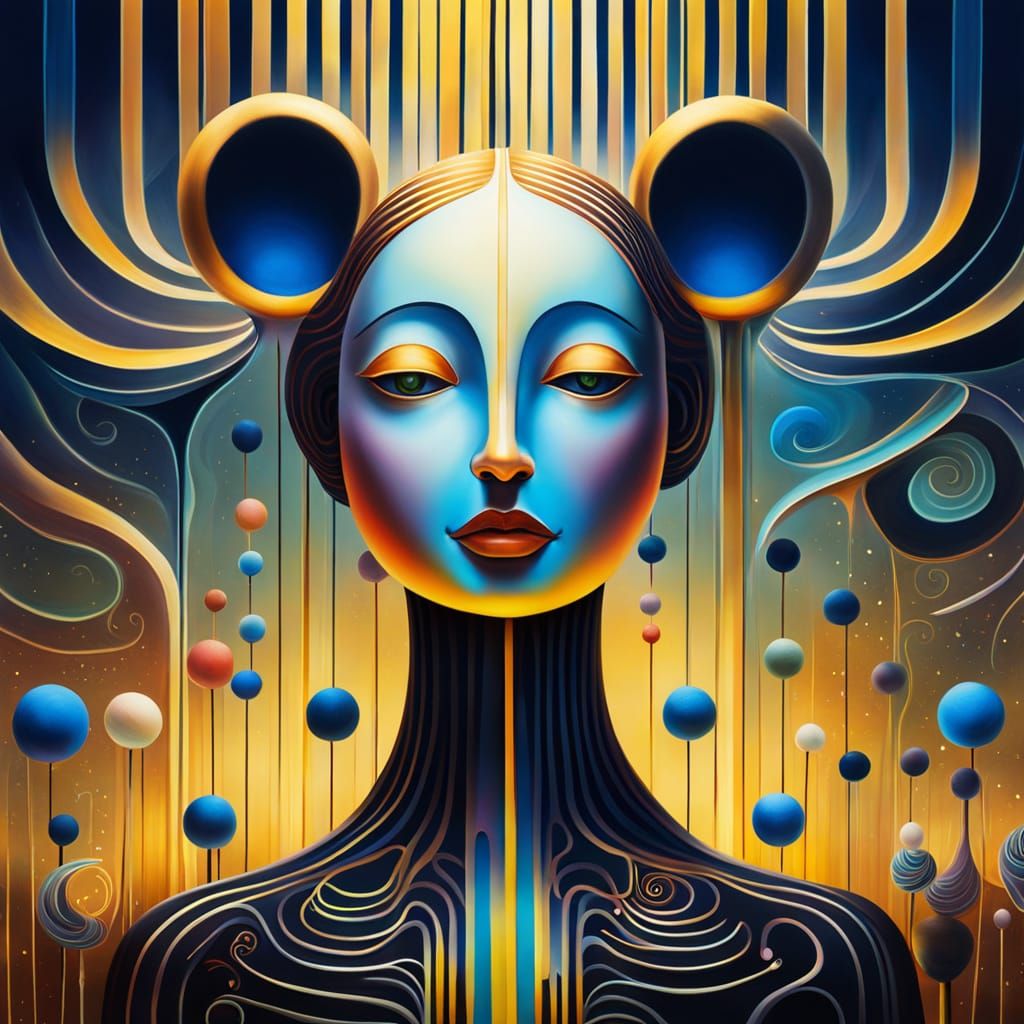 Surreal Woman in Vibrant Oil Painting