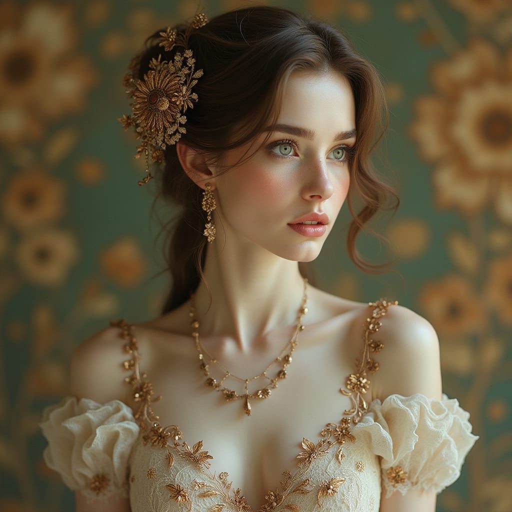 Porcelain Woman in Art Nouveau Style