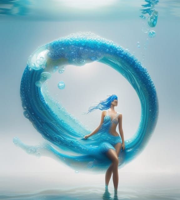 Water Elemental Woman: Digital Art Portrait