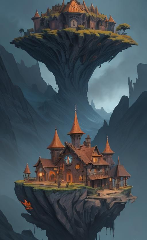 Medieval Village Square in Kurzgesagt Style