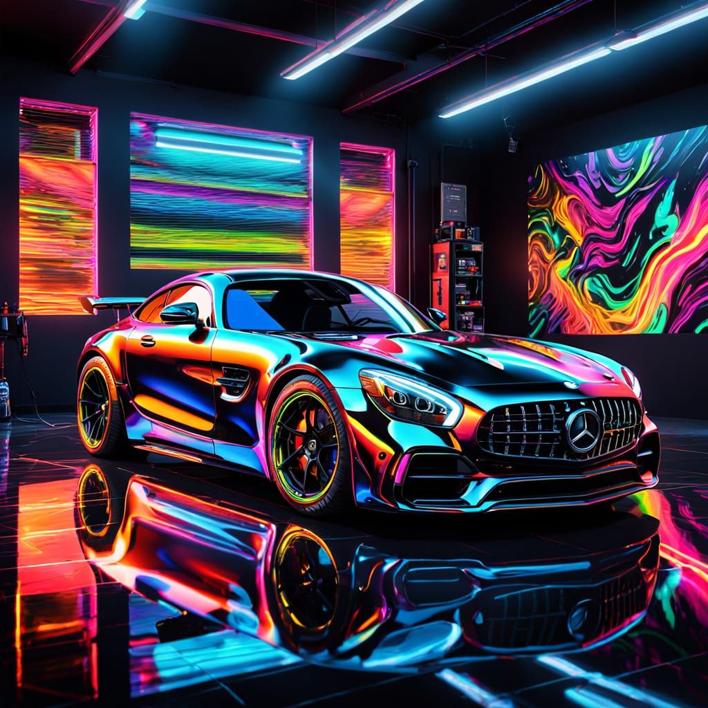 Black Mercedes Benz AMG GT Widebody in Studio