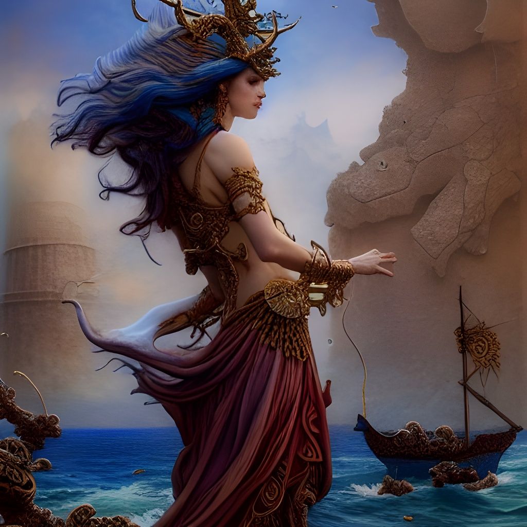 Minoan Sea Goddess in Rococo Style
