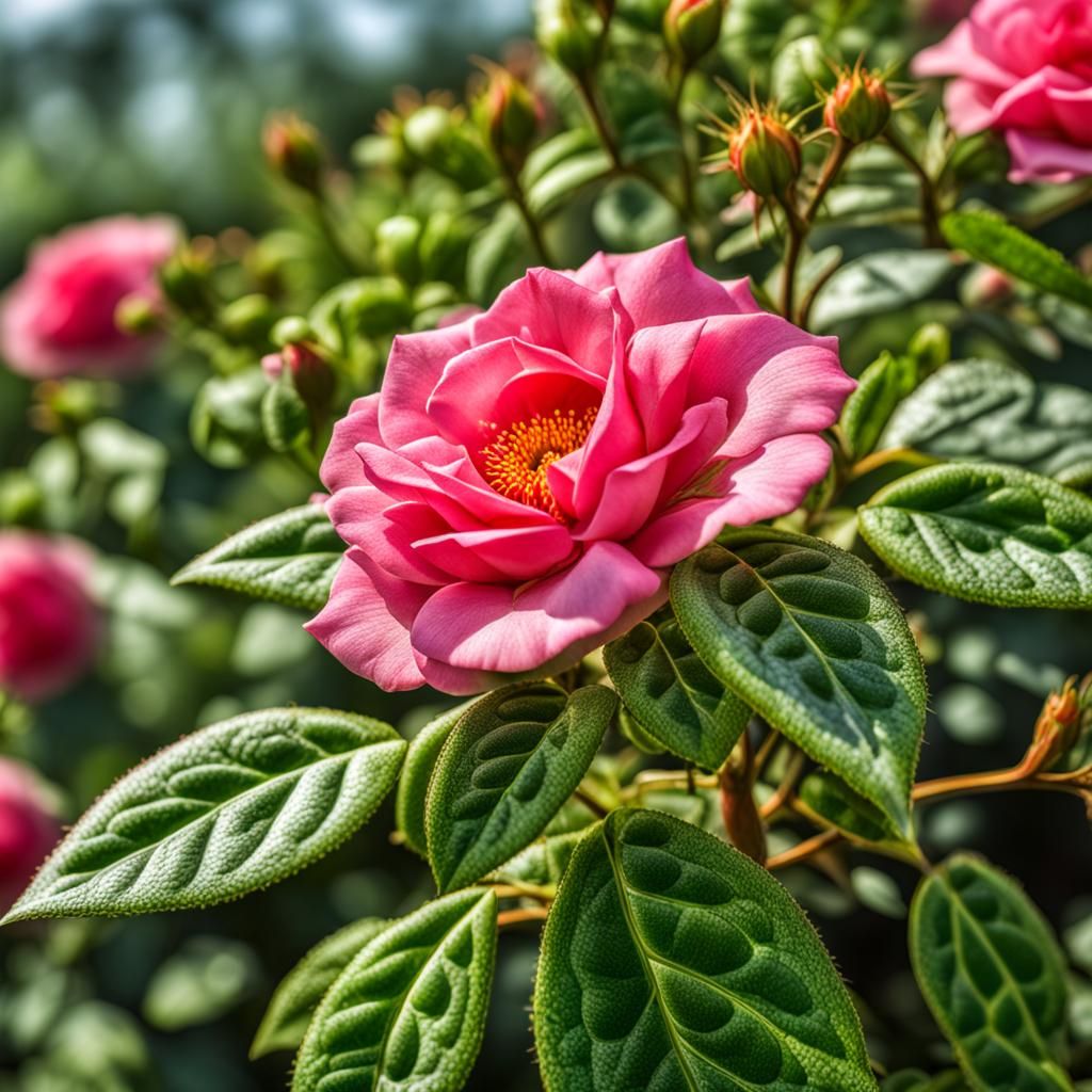 Hybrid Rose and Euphorbia Plant in Fantasy Art