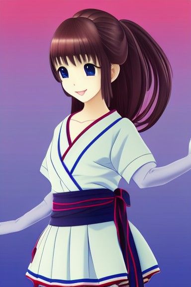 Playful Anime Girl in Silk and Satin