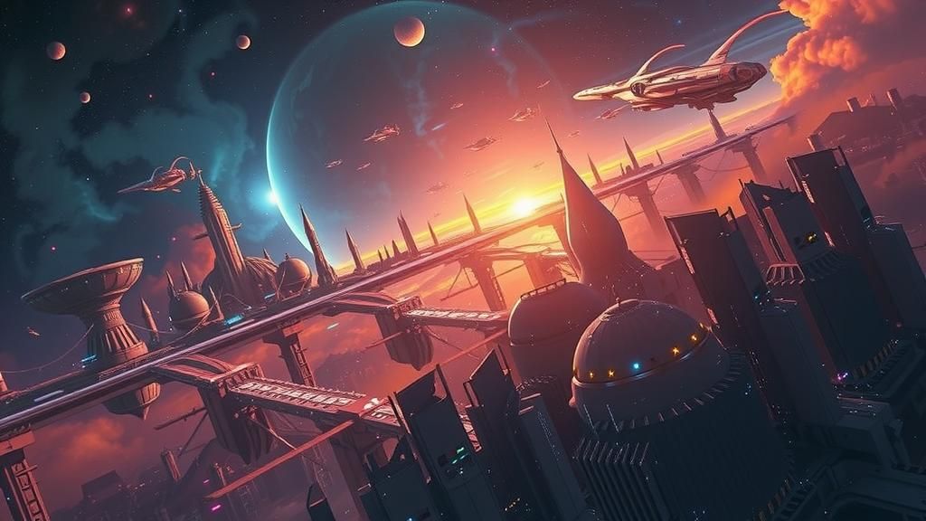 Galactic Empire: A Vibrant Futuristic Cityscape