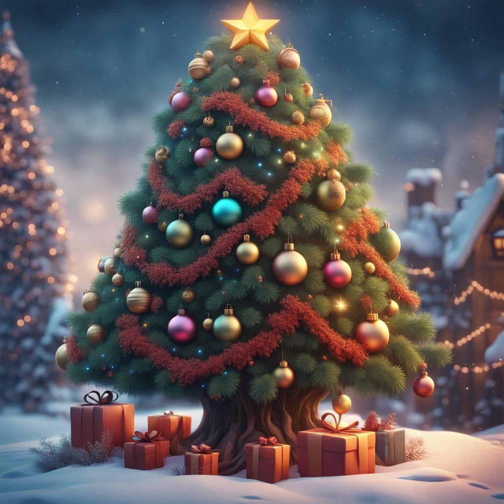 Super Cute Christmas Tree Matte Painting