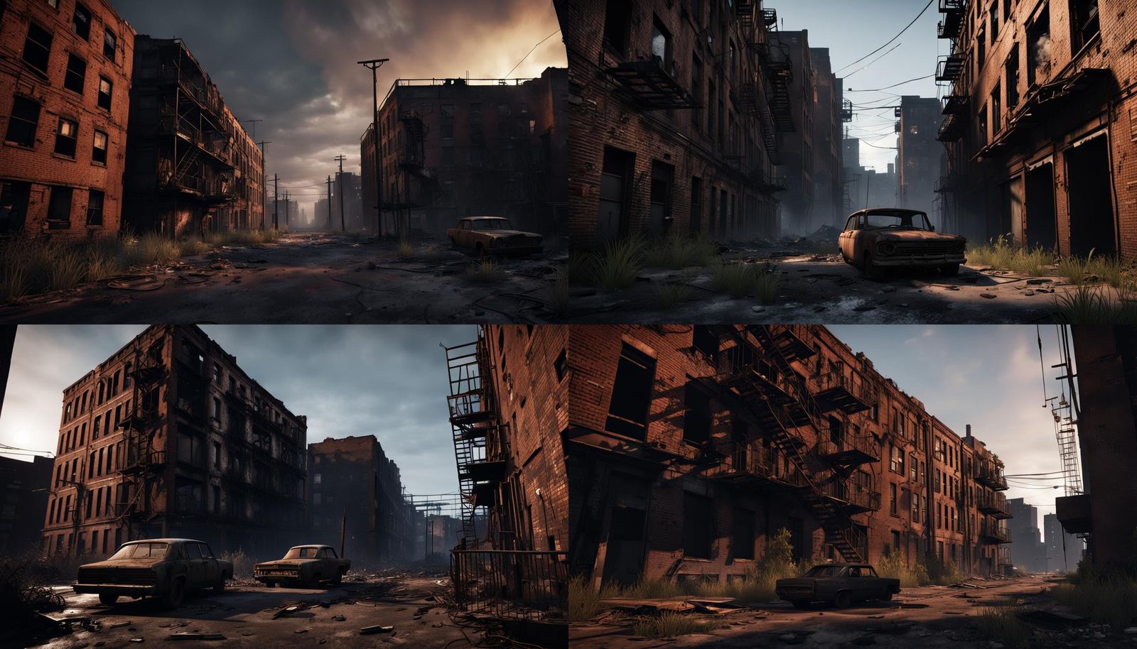 Apocalyptic Derelict Urban Jungle at Night