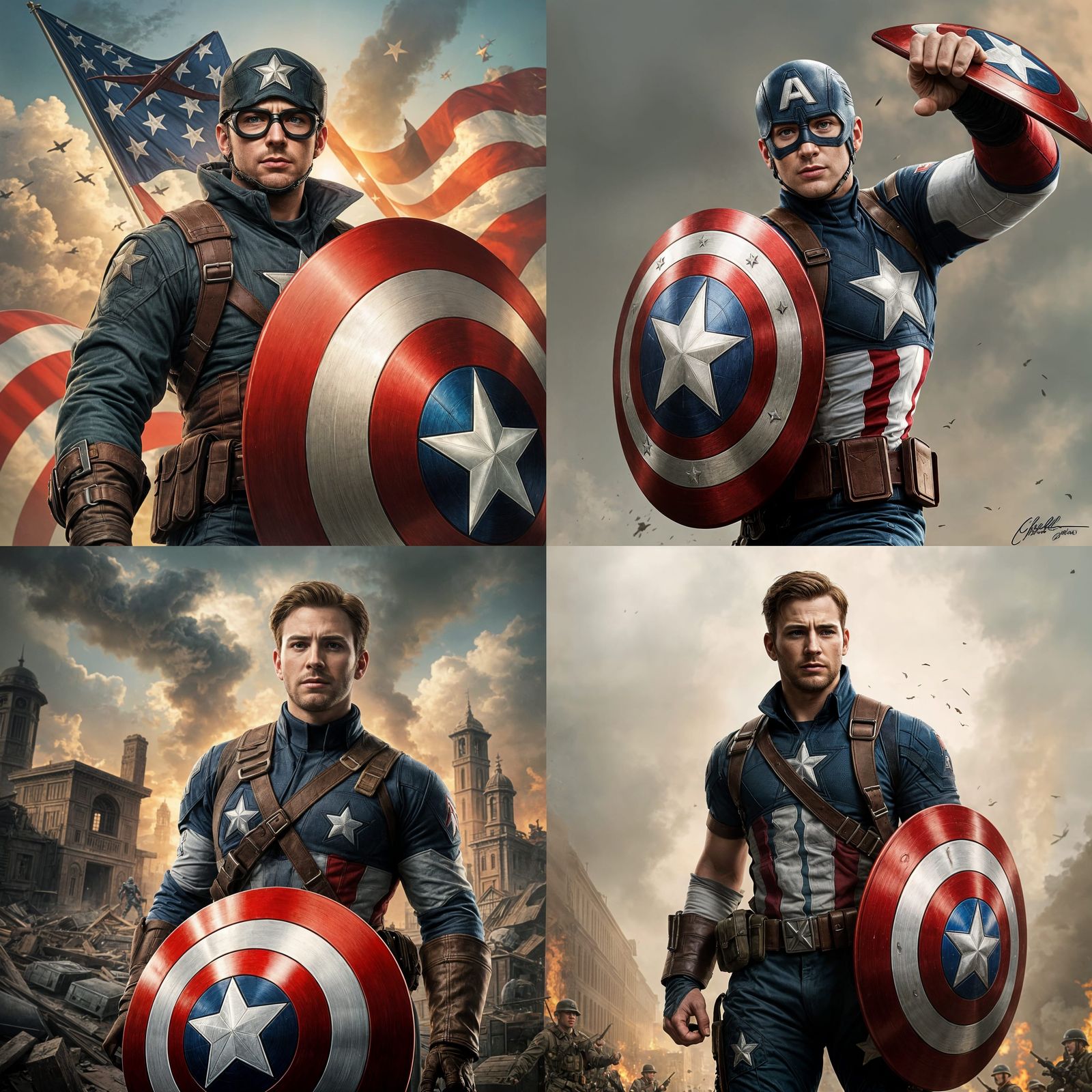 WWII Captain America in Vintage Comic Book Style