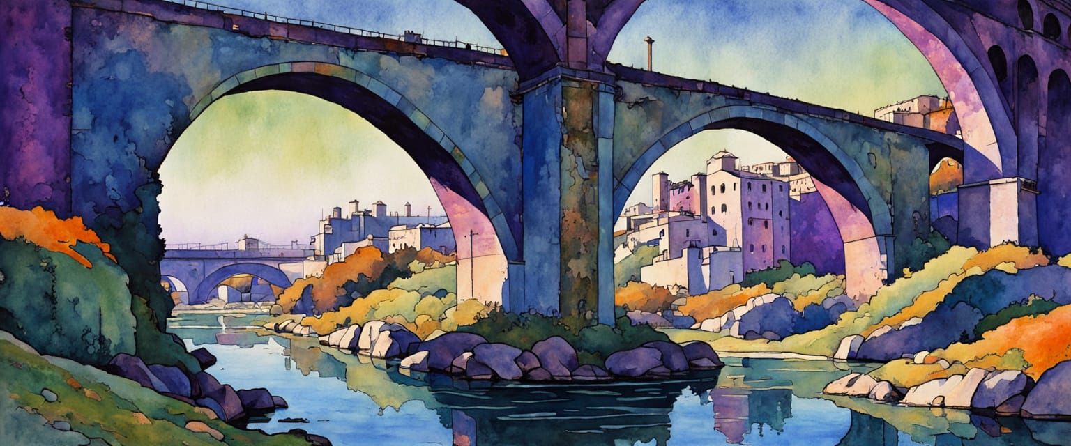 Industrial Wasteland: Impressionistic Watercolor and Gouache