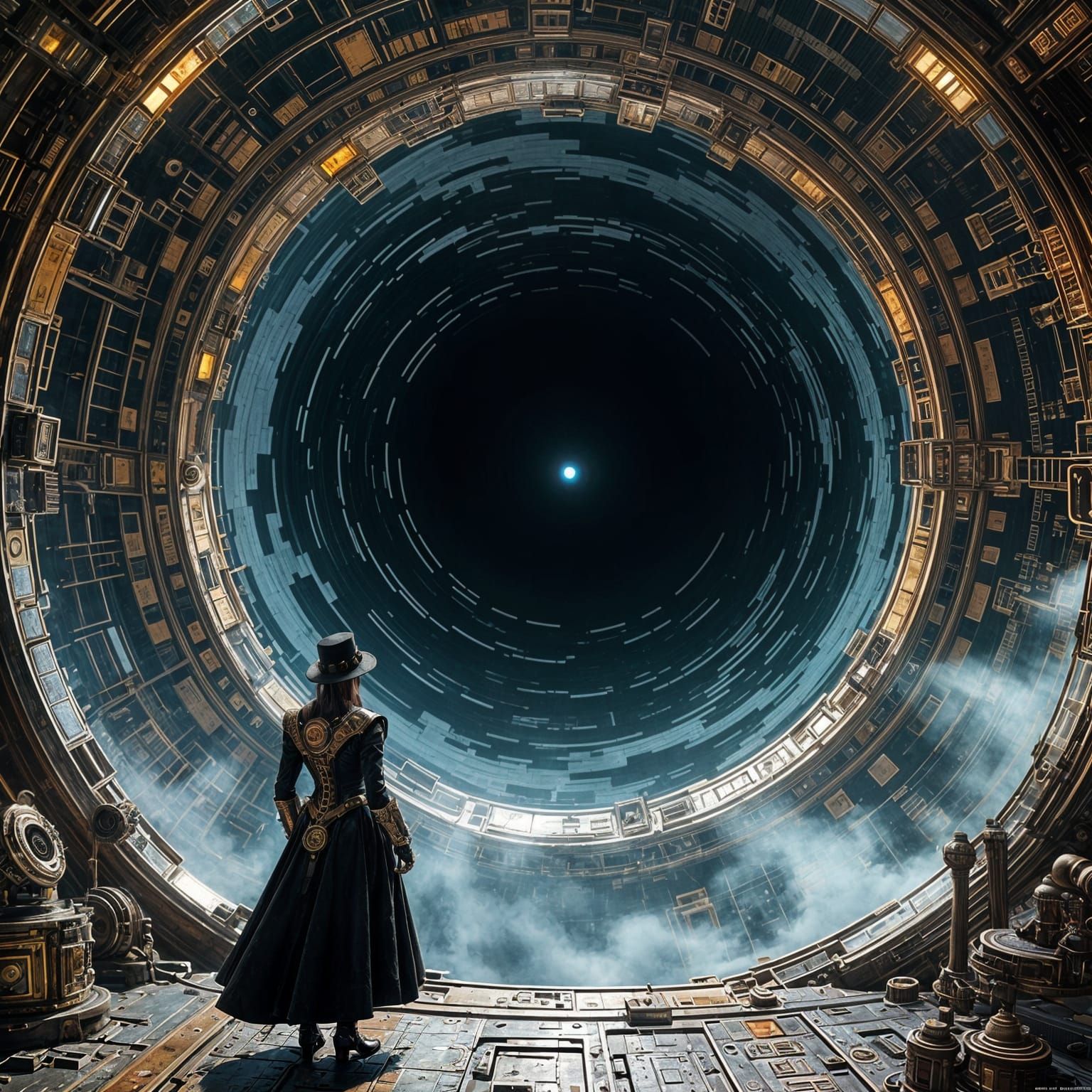 Steampunk Singularity in a Black Hole Shadow