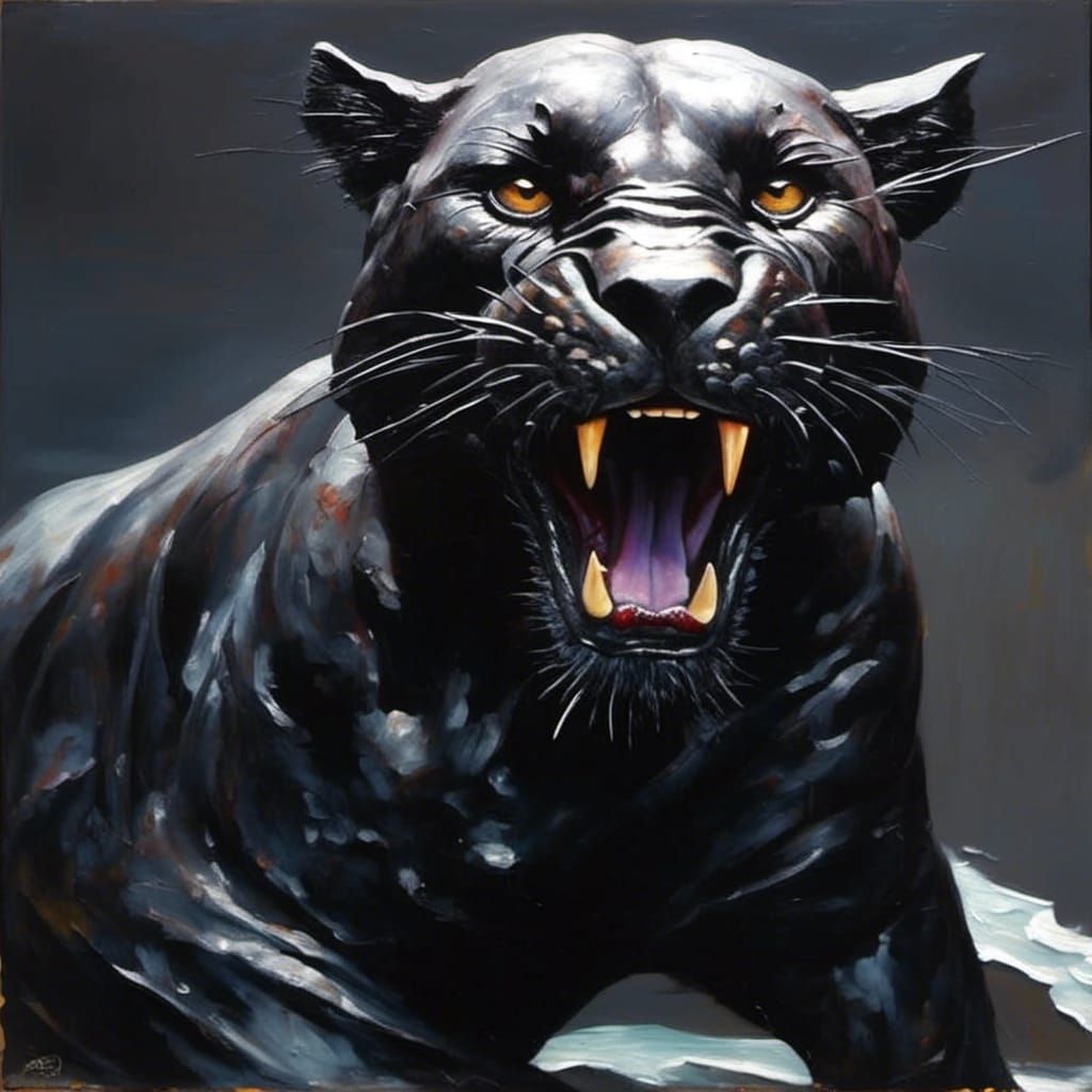 Black Panther as Impasto Oil Painting