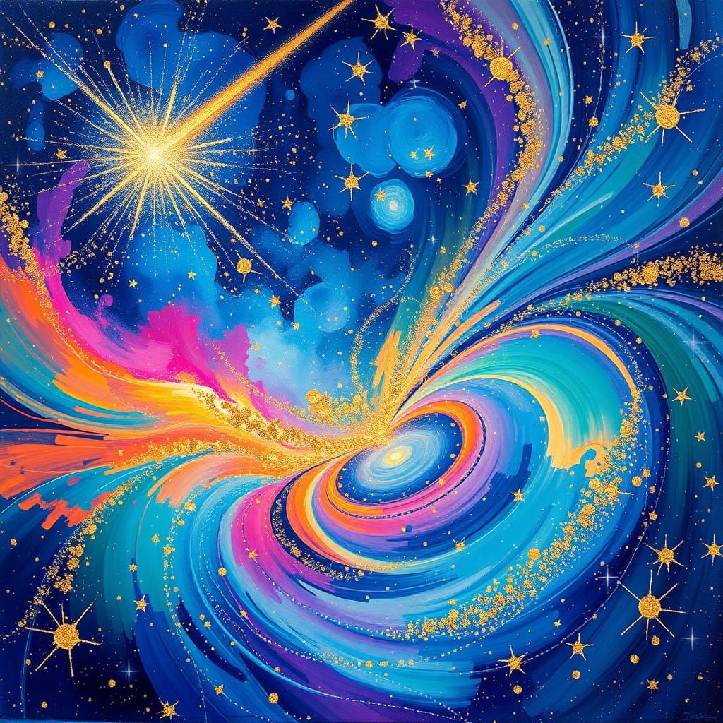 Vibrant Cosmic Dance in Iridescent Hues
