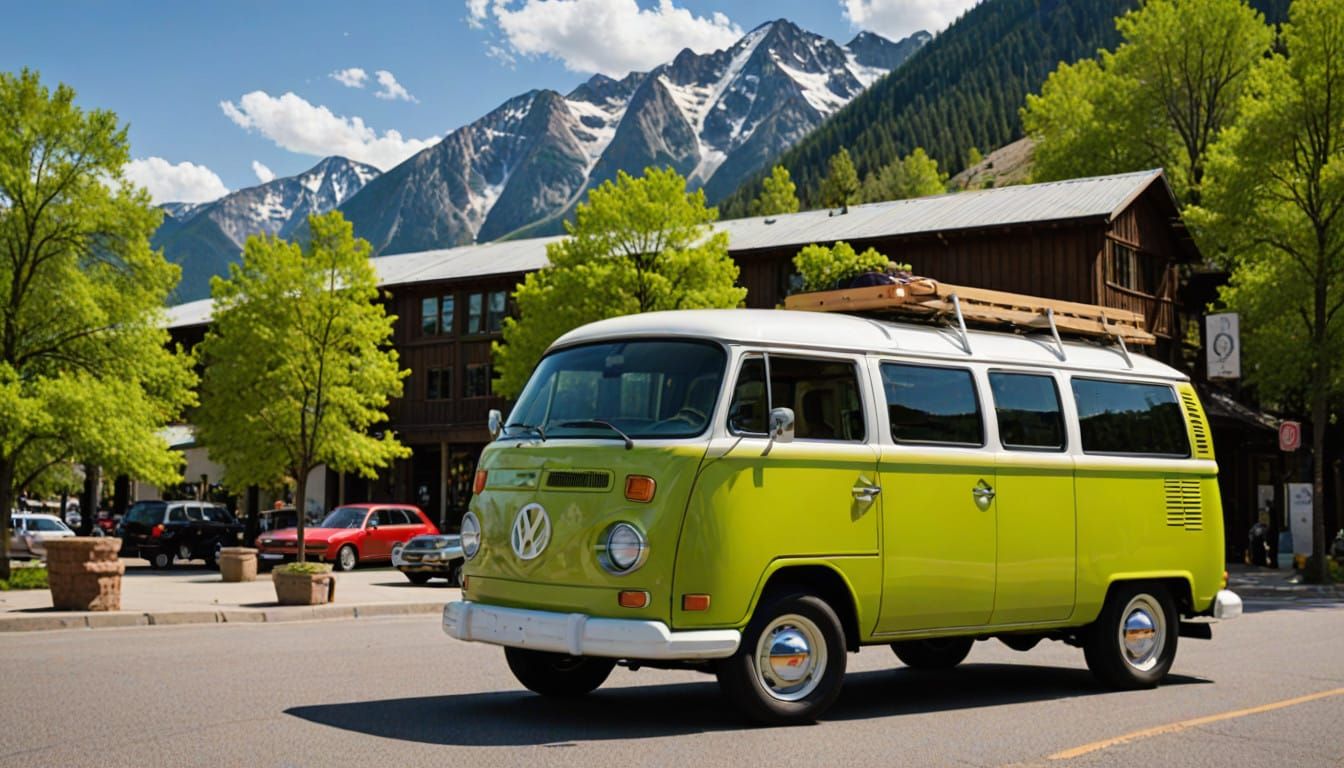 Vibrant Truck and Microbus in a Bold Color Scheme