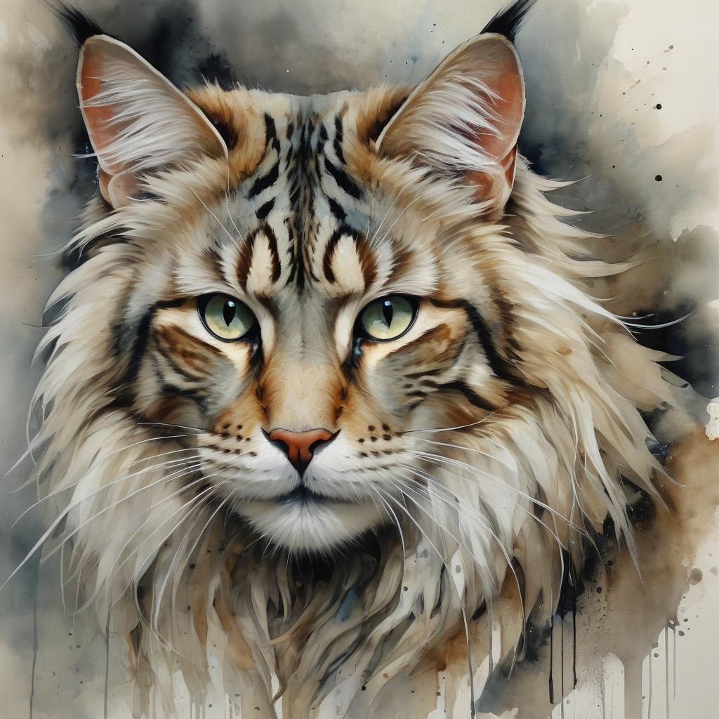 Tabby Cat Portrait in Surrealist Style