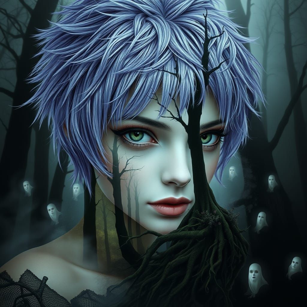 Gothic Fairy Transformed by Dark Fantasy Forest